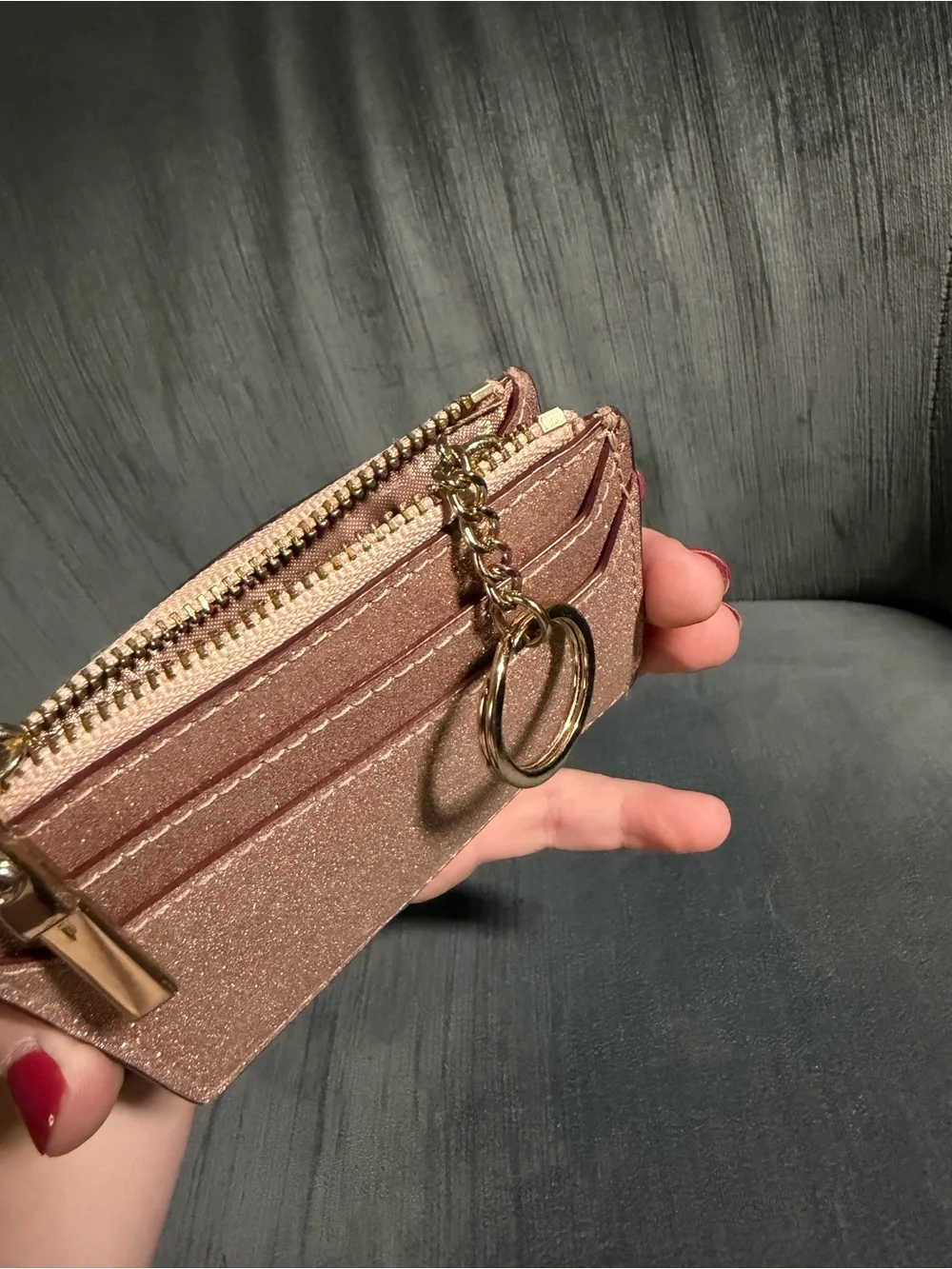 kate spade Rose Gold Glitter Cardholder Wallet